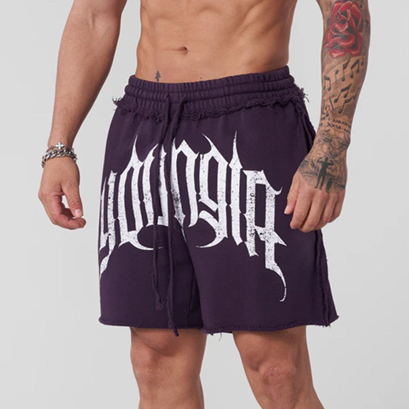 YOUANGLA American Fitness Shorts Running Training Sports Summer Leisure Woolen Cotton Men's Loose Quarter Pants