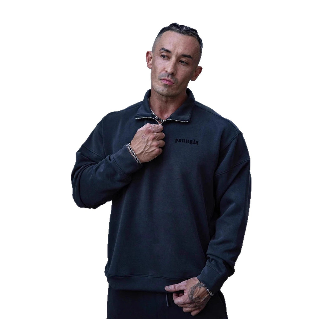 New YOONGLA American men's sports fitness running stand up collar long sleeved sweatshirt casual half zip jacket