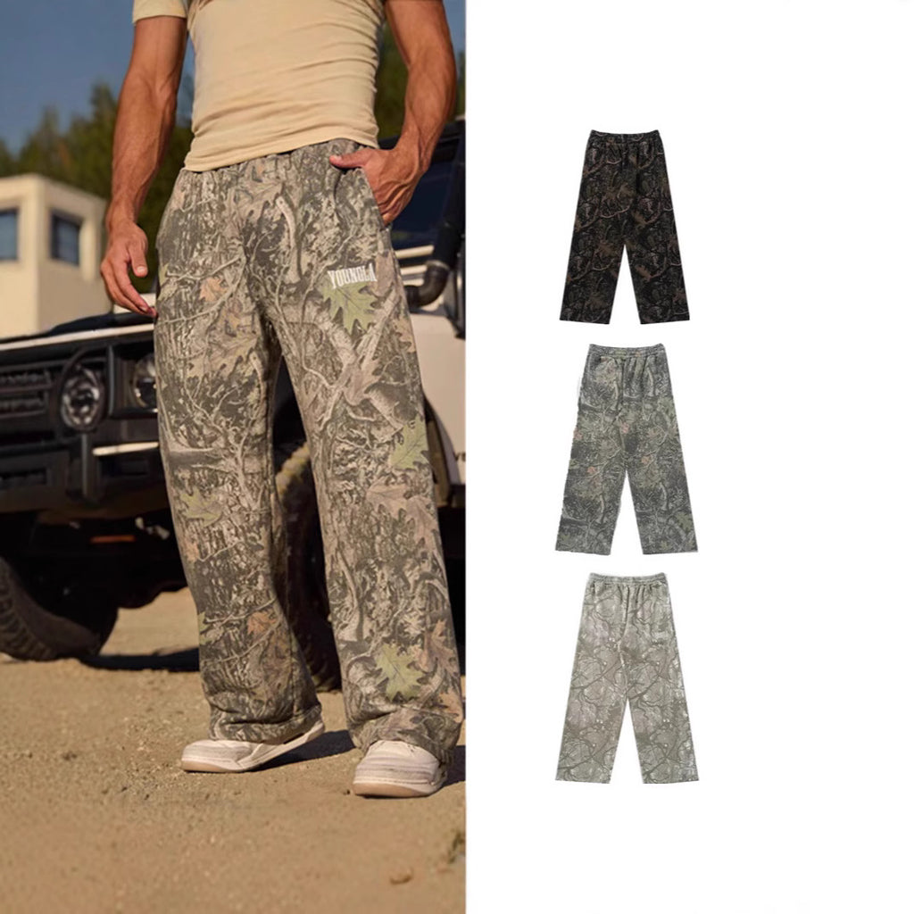 Foreign trade bestseller YOUNG LA American style trendy casual pants camouflage printed straight leg pants for men's sports and fitness