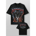 European size pure cotton American retro skull print men's T-shirt 230g heavyweight distressed round neck short sleeved versatile top