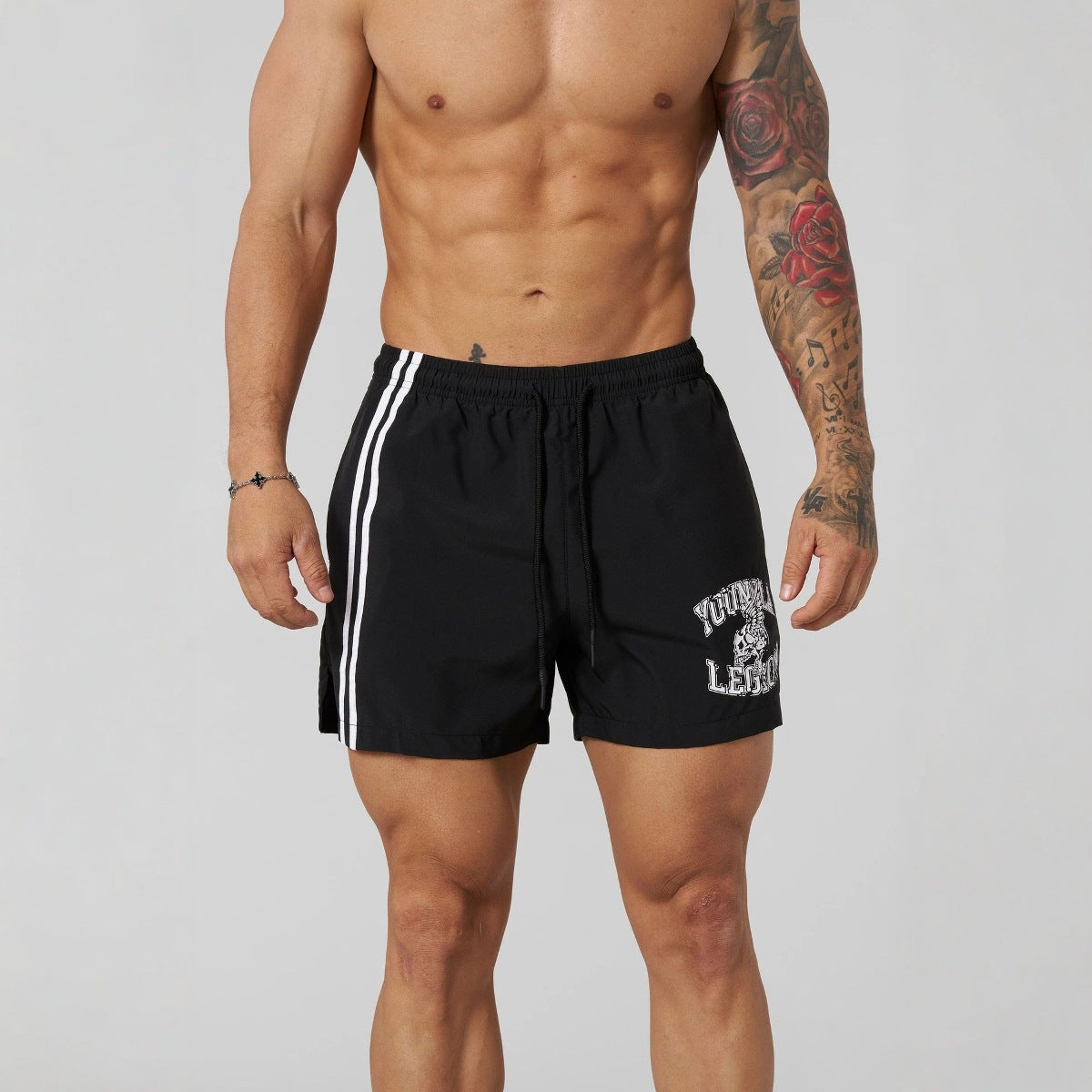 YONGLA American style new men's shorts, muscle fitness exercise quarter pants, outdoor running basketball training pants