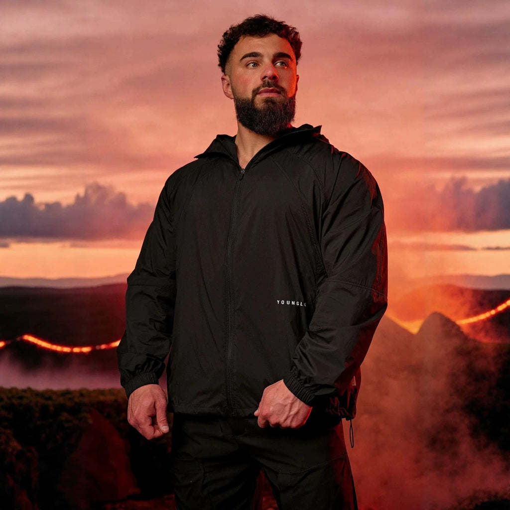 YOONGLA American Slow Runner Men's Sunscreen Clothing Sports Fitness Fast Drying Breathable Elastic Zipper Tight Training