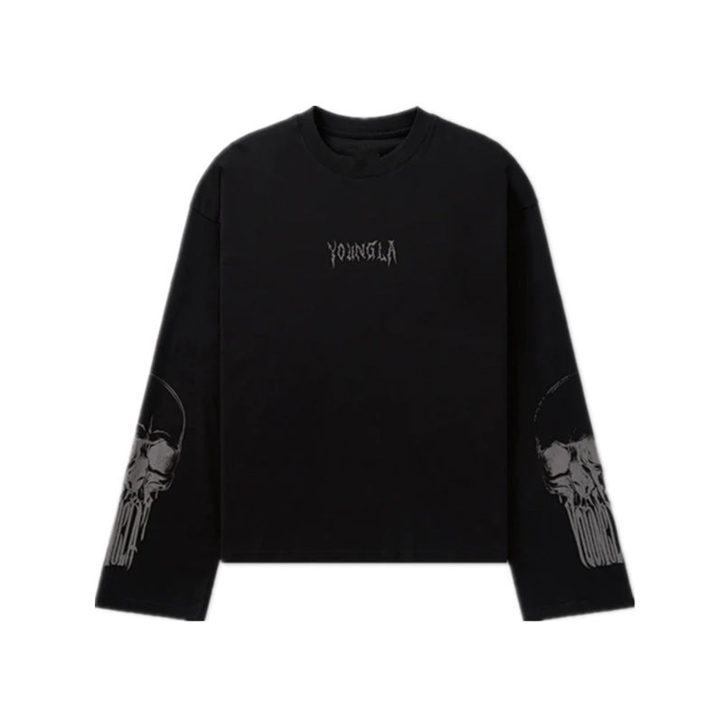 American style new spring and autumn men's casual loose long sleeved T-shirt cotton round neck sports and fitness training base shirt