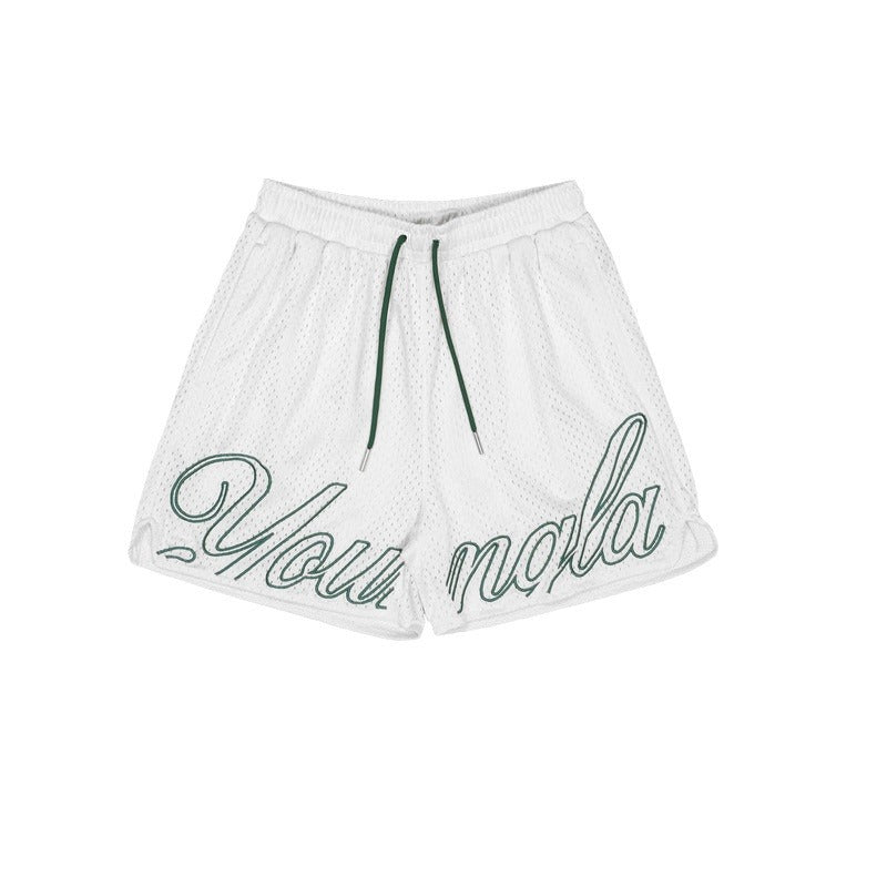Shorts men's sports mesh quick drying trendy brand boxing, leg training, hole fabric muscle fitness, basketball trendy brand pants