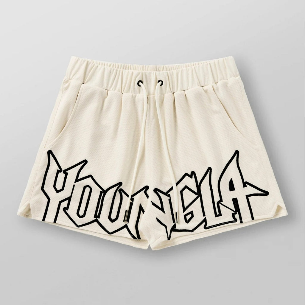 YOUNG LA Summer New Sports and Fitness Shorts Mesh Quick drying Breathable Basketball Training Shorts Casual Beach Shorts