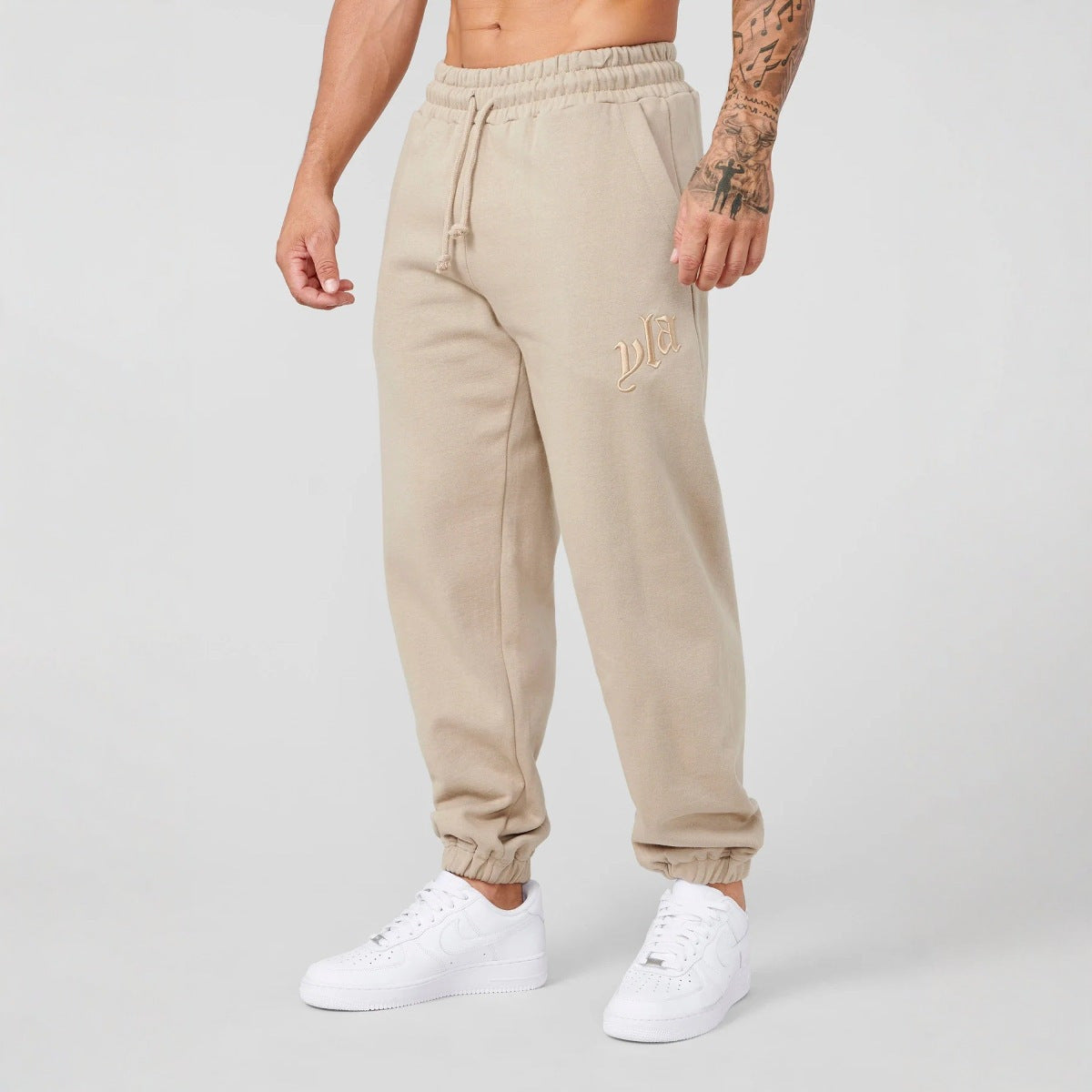 YOONGLA New Men's Sports Pants Heavy duty looped Embroidered Pants Jogger Sports Fitness Tights Waist Pants