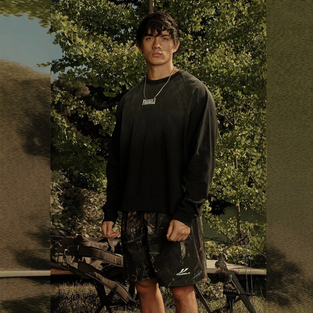 YOONGLA American autumn and winter new sports fitness camouflage splicing long sleeved men's running casual top T-shirt base