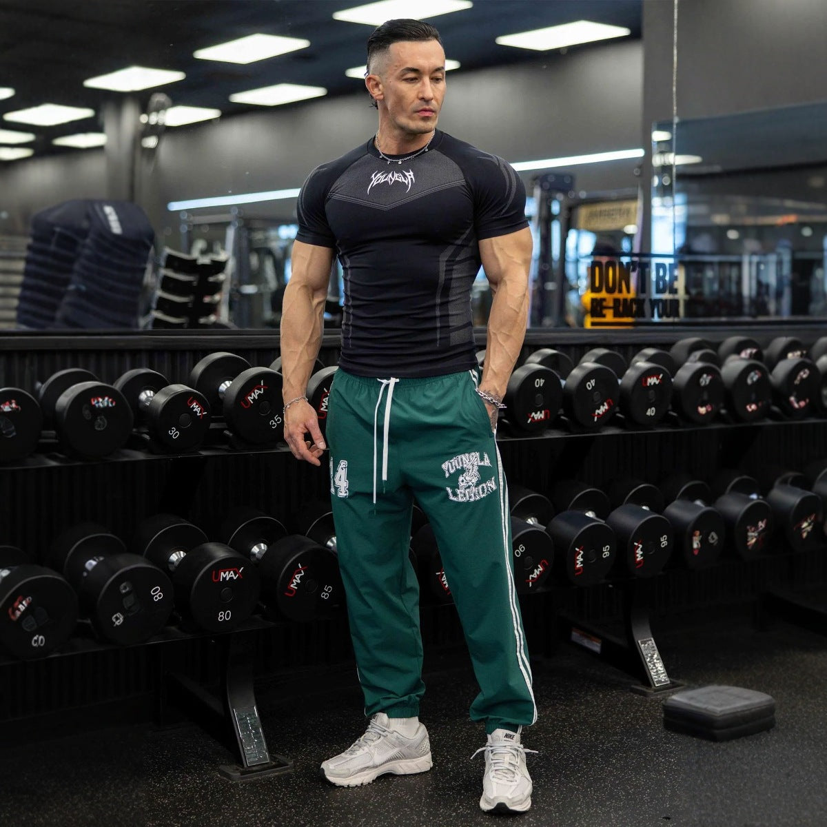 YOUNG LA American style new men's sports pants for fitness and fitness, quick drying, breathable, and elastic casual pants