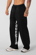 YOUNG LA American letter printed casual pants for runners, muscle exercise and fitness, cotton loose straight leg pants