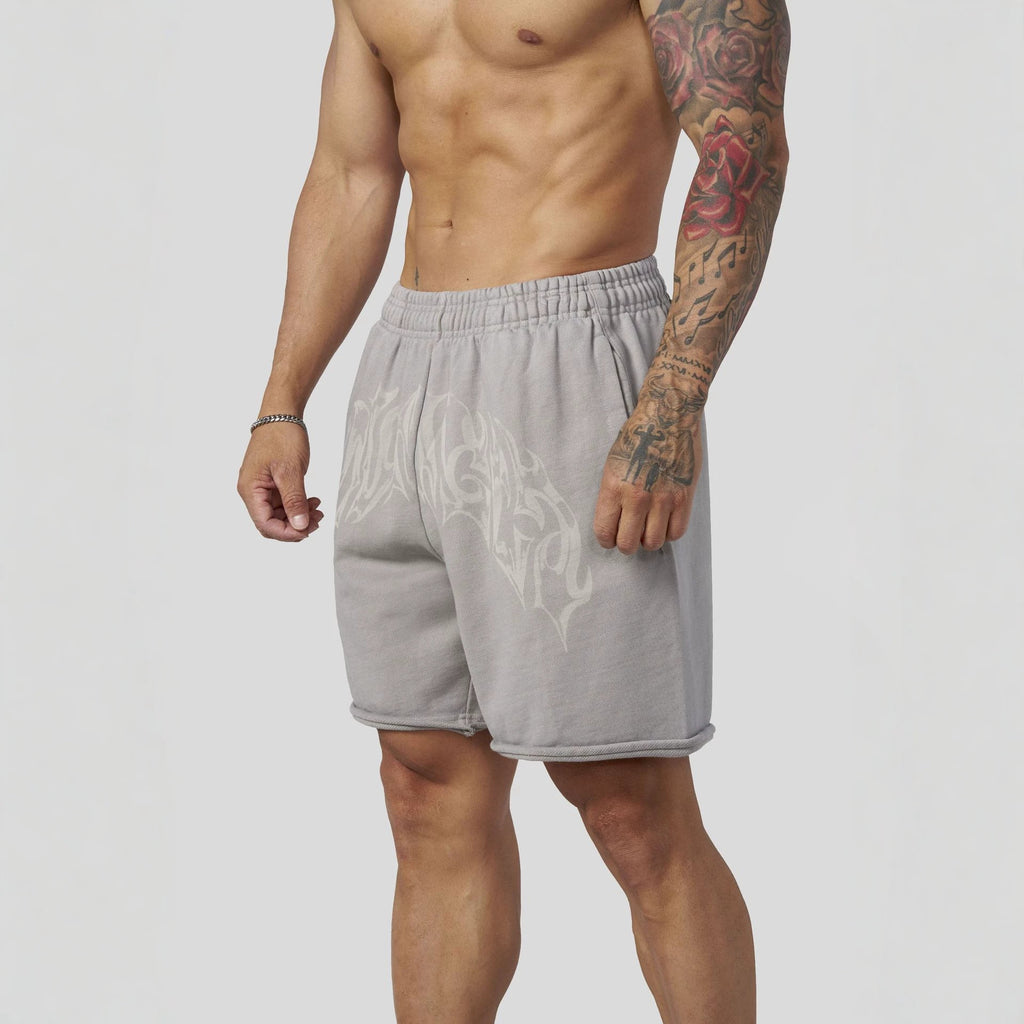 YOUNG LA American style new men's sports shorts for jogging, muscle exercise, fitness, cotton printed casual shorts