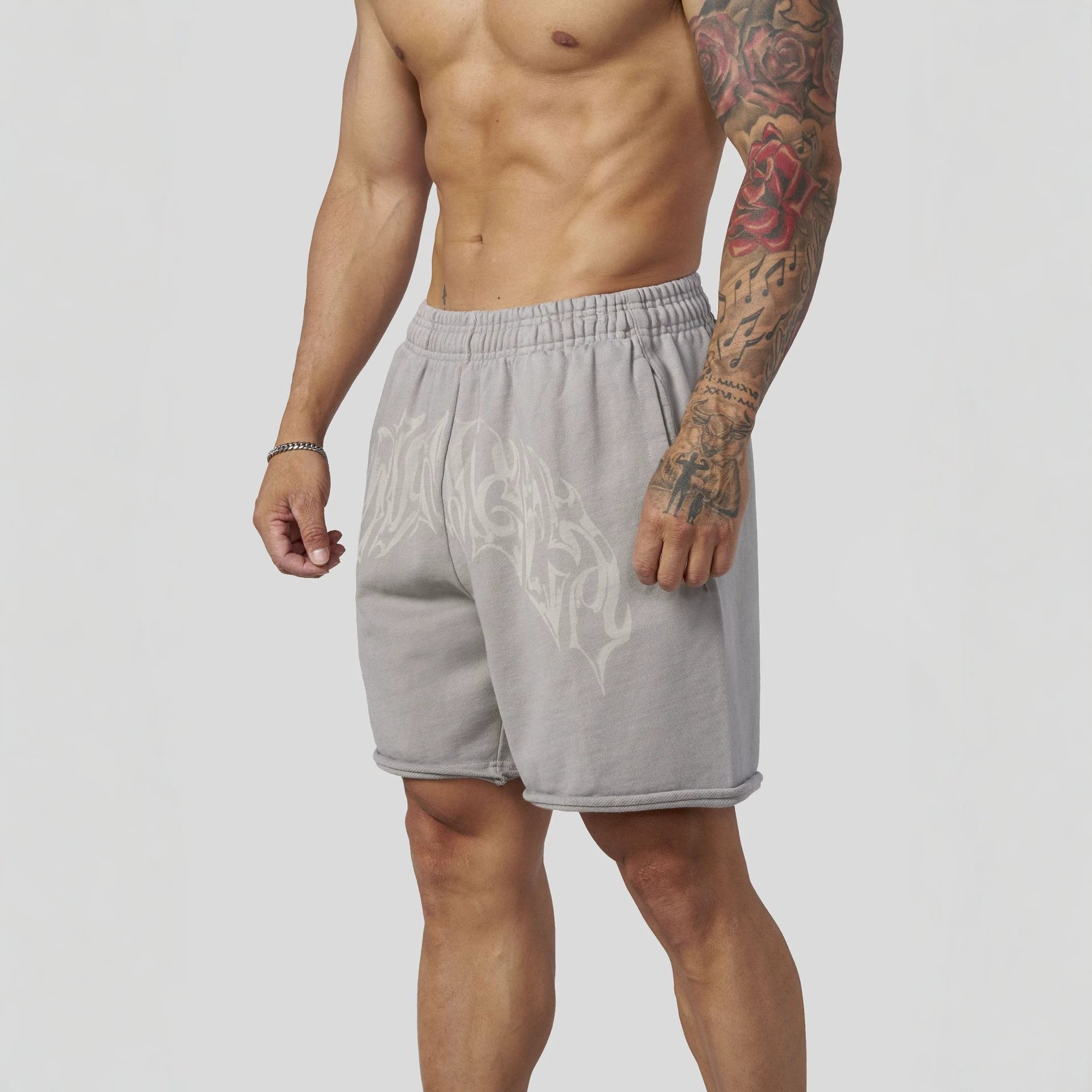 YOUNG LA American style new men's sports shorts for jogging, muscle exercise, fitness, cotton printed casual shorts