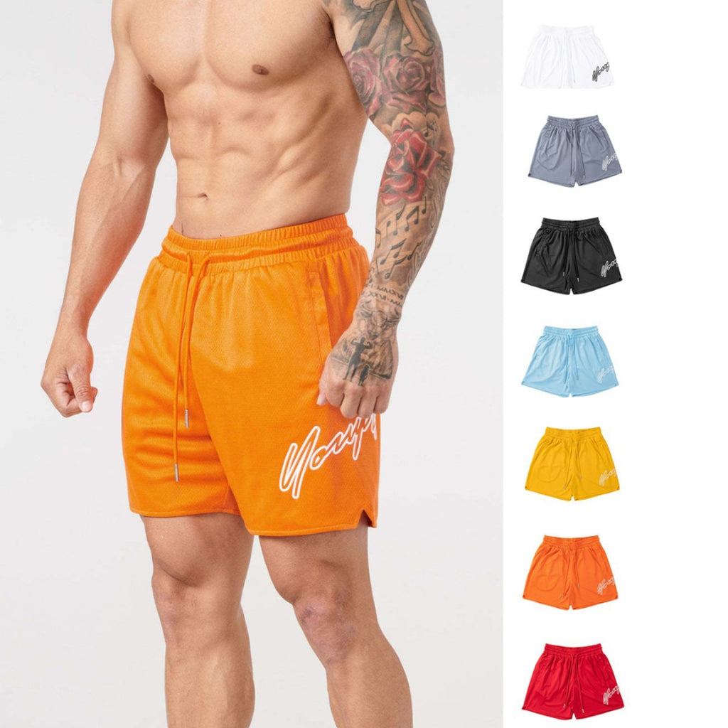 Shorts men's sports mesh quick drying trendy brand boxing training single-layer five quarter pants muscle fitness basketball trendy brand pants