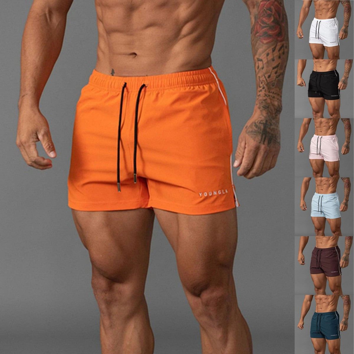 Shorts, men's sports, quick drying, trendy brand boxing, leg training, three quarter pants, muscle fitness, basketball, trendy brand pants