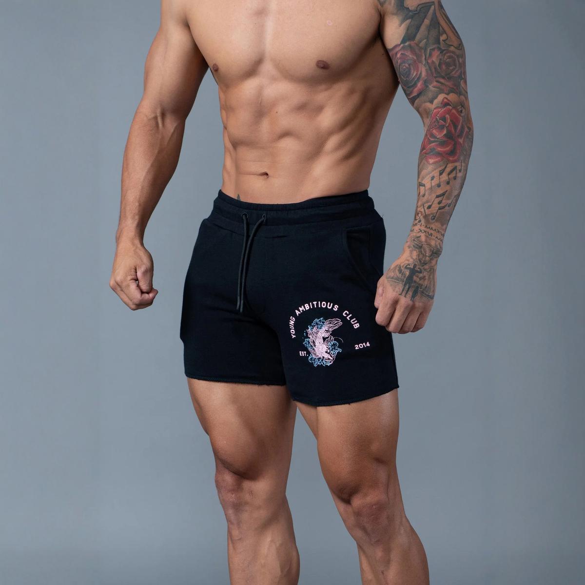 YOUNG LA New European and American Trendy Brand Casual Sports Shorts for Men's Running, Exercise, Gym Training Cotton Shorts