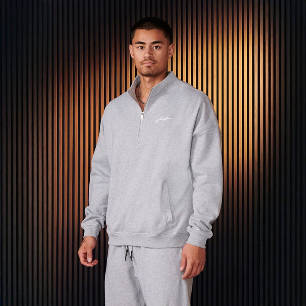 YOUNG LA American style new men's half zip hoodie cotton sports muscle fitness jacket running training long sleeved