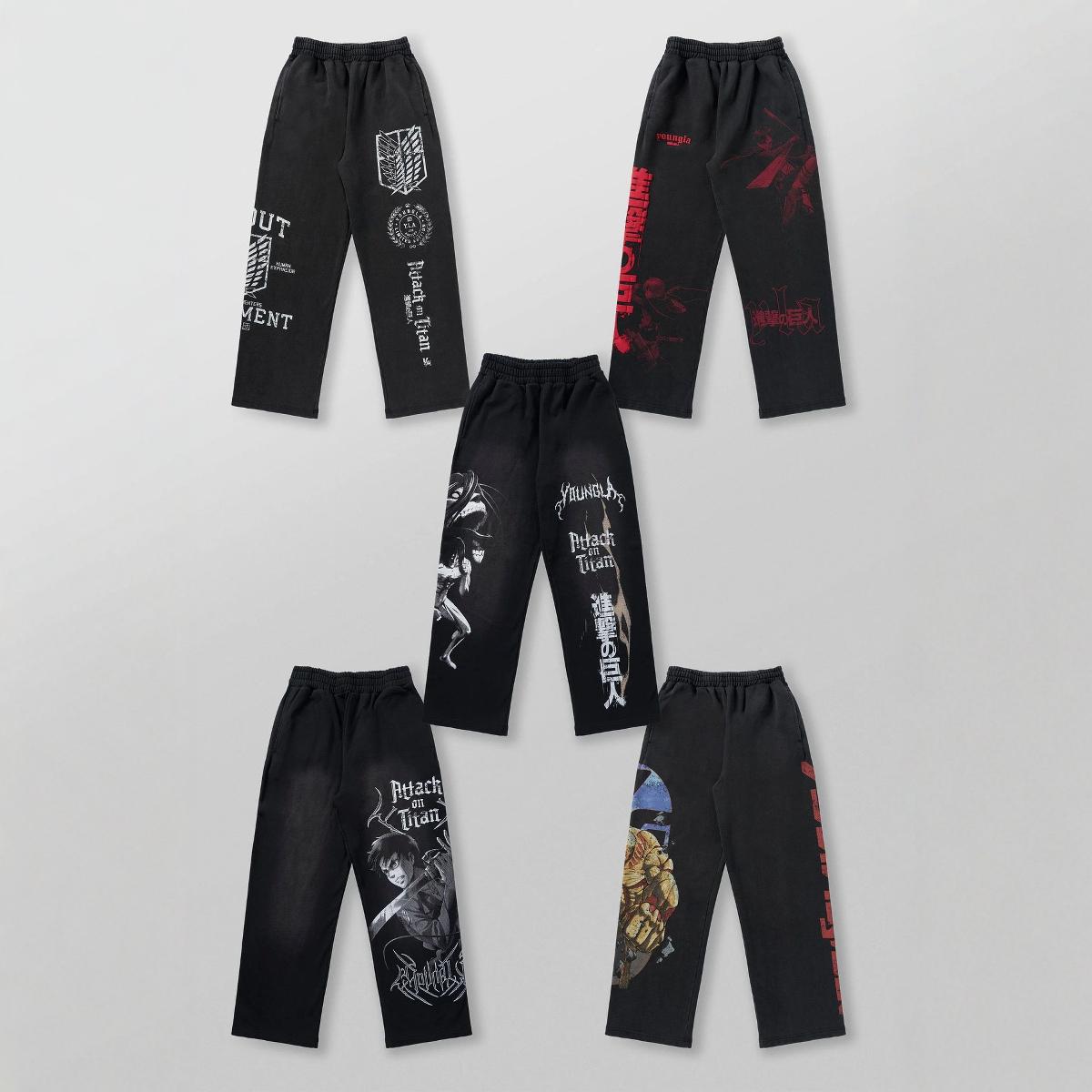American YouNGLA joint anime Attack on Titan, slow runner cotton looped printed wide leg pants