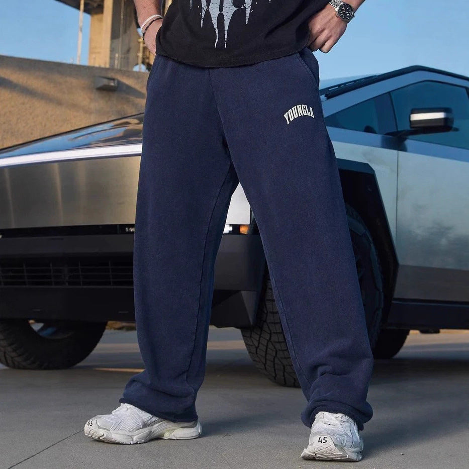 American retro pants trendy brand YOUNG LA men's sports pants fitness straight leg pants fitness sports casual pants