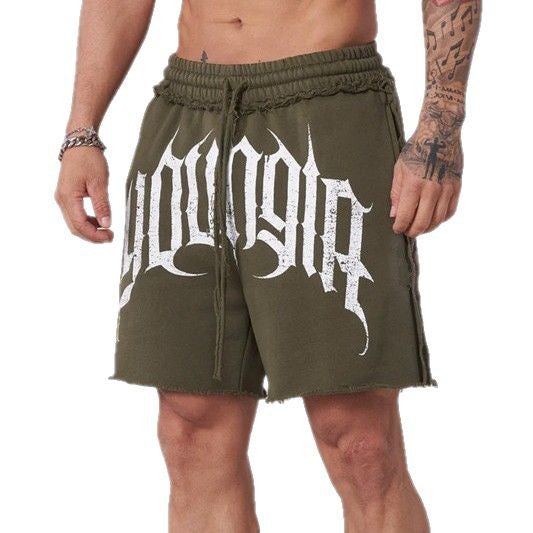 YOUANGLA American Fitness Shorts Running Training Sports Summer Leisure Woolen Cotton Men's Loose Quarter Pants