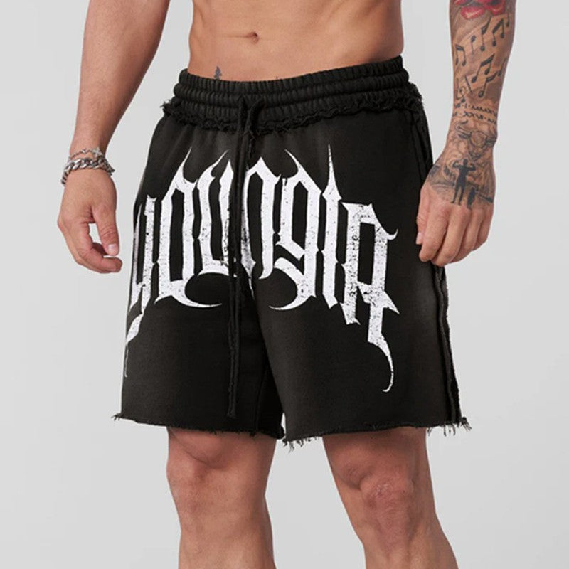 YOUANGLA American Fitness Shorts Running Training Sports Summer Leisure Woolen Cotton Men's Loose Quarter Pants
