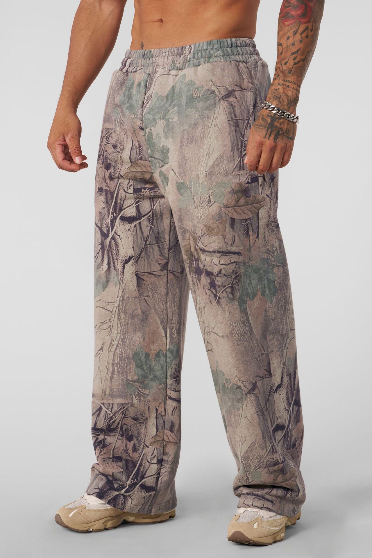 YOUNG LA American Leaf Camouflage Printed Straight Leg Casual Pants for Men, Loose Sports Outdoor Camouflage Wide Leg Pants