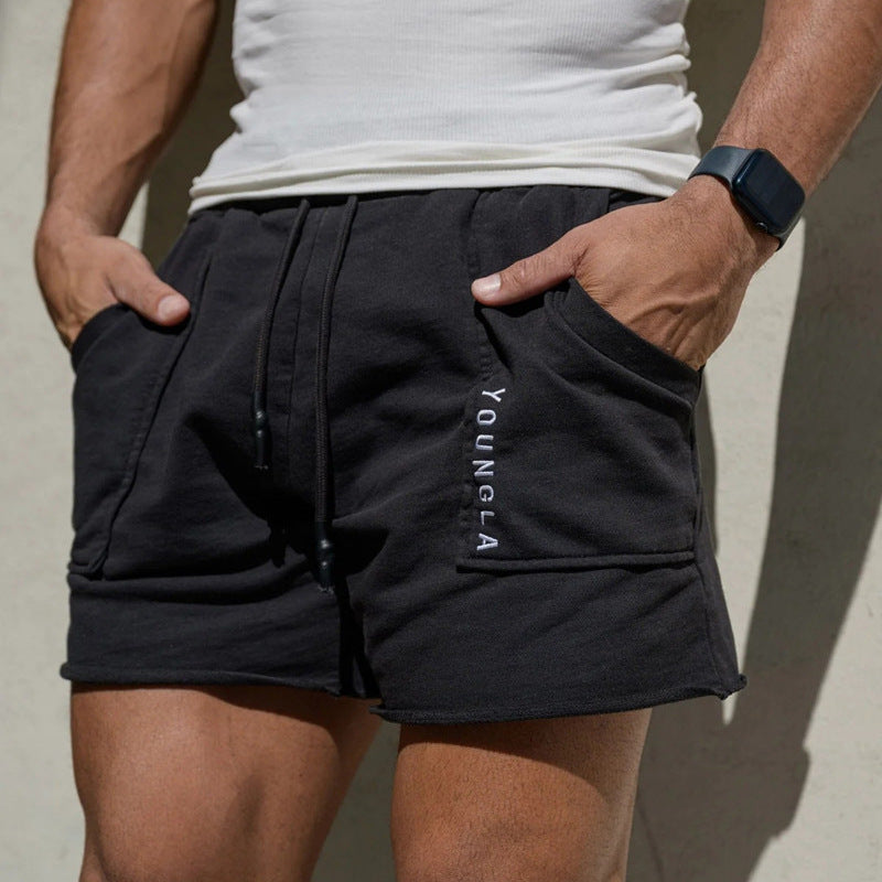 YOONGLA Men's Shorts for Summer Fitness Loose loop Sports and Leisure Running Four point Drawstring Pants Breathable and Versatile