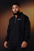YOUNG LA American style new men's half zip hoodie cotton sports muscle fitness jacket running training long sleeved