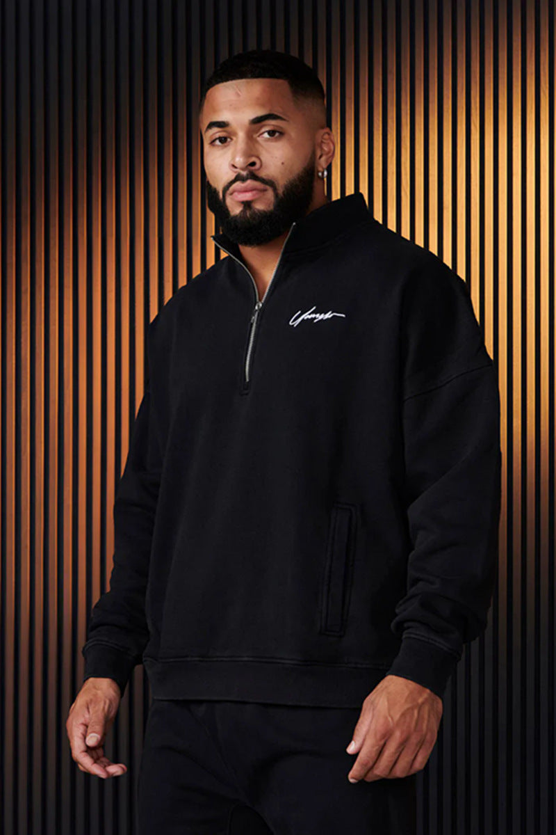 YOUNG LA American style new men's half zip hoodie cotton sports muscle fitness jacket running training long sleeved