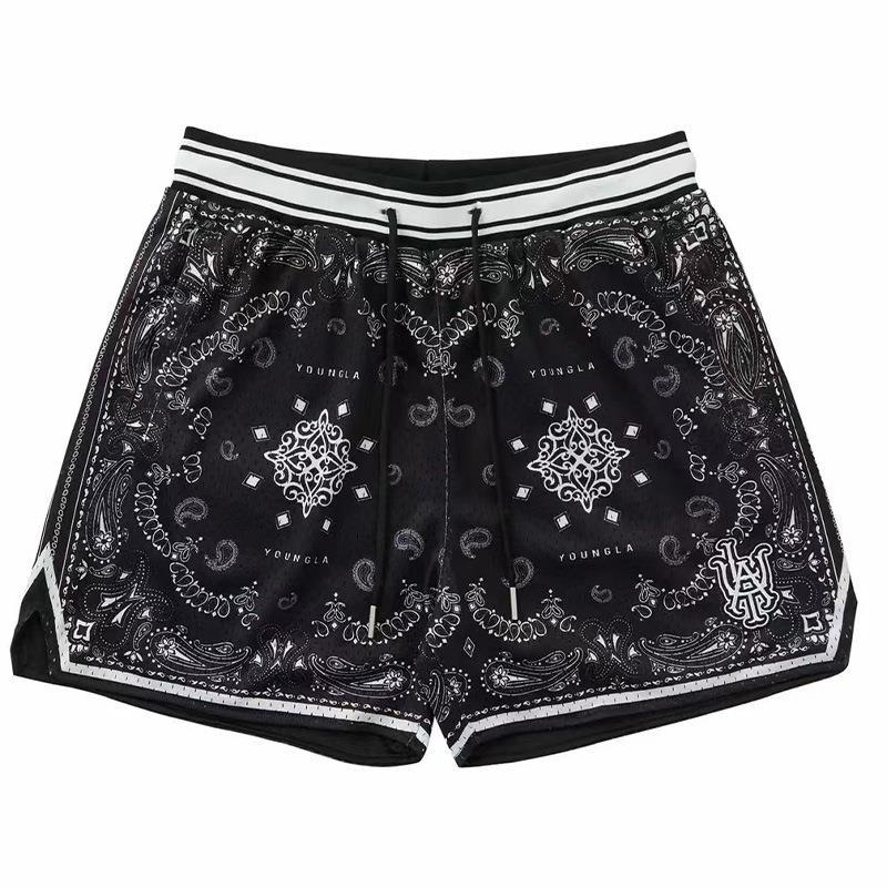 American YOUNG Cashew Flower Shorts Men's Summer Mesh Breathable Quick Drying Sports and Leisure Basketball Over Knee Quarters