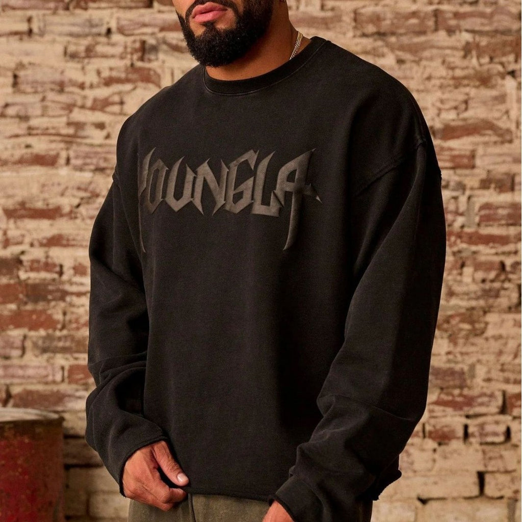 2025 New American style Men's Round Neck Trendy Brand Hoodie Heavy duty Woolen Circle Foam Printed Casual Long Sleeve Jacket