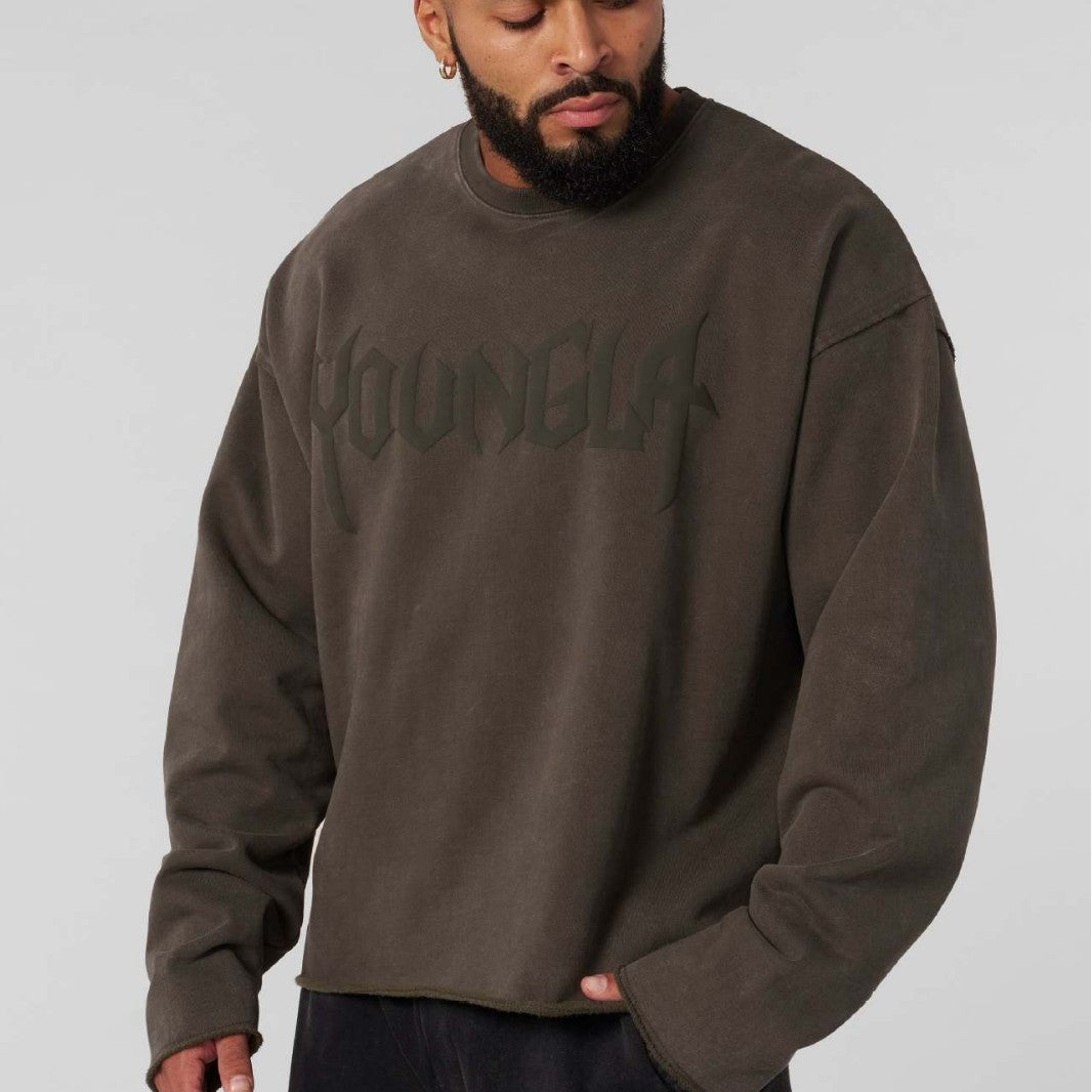 2025 New American style Men's Round Neck Trendy Brand Hoodie Heavy duty Woolen Circle Foam Printed Casual Long Sleeve Jacket