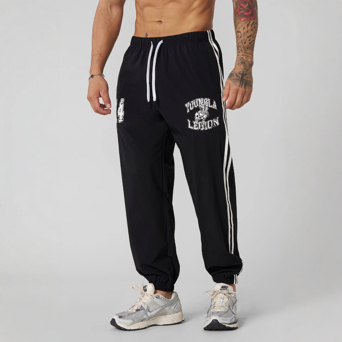 YOUNG LA American style new men's sports pants for fitness and fitness, quick drying, breathable, and elastic casual pants