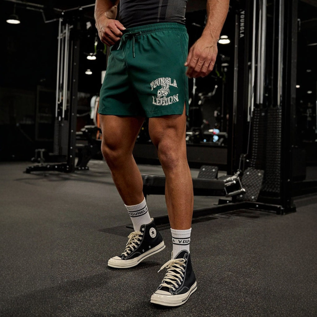 YONGLA American style new men's shorts, muscle fitness exercise quarter pants, outdoor running basketball training pants