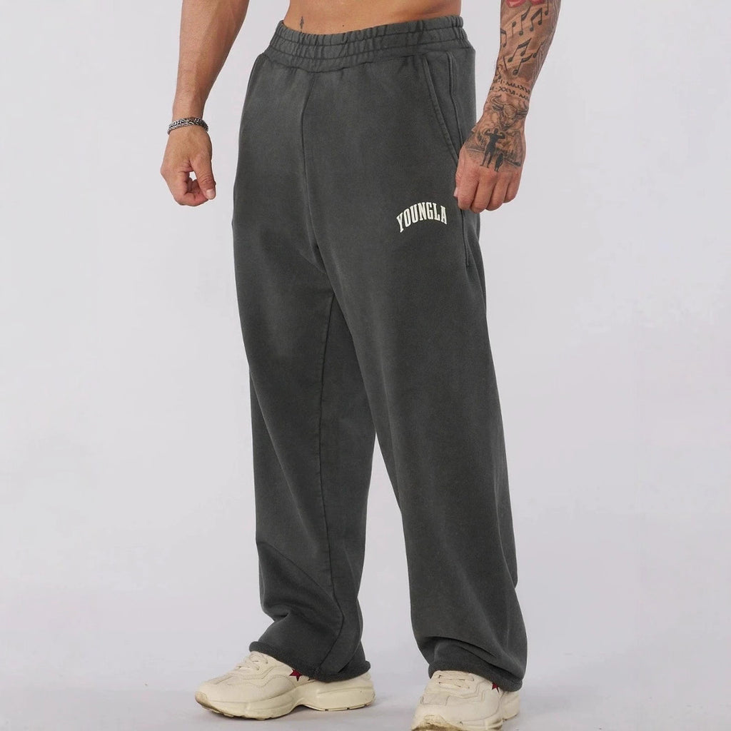 American retro pants trendy brand YOUNG LA men's sports pants fitness straight leg pants fitness sports casual pants