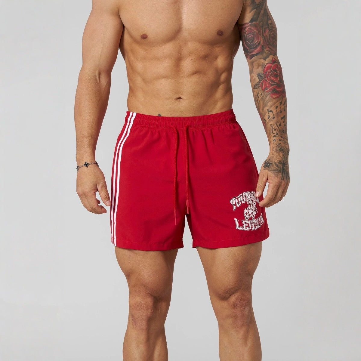 YONGLA American style new men's shorts, muscle fitness exercise quarter pants, outdoor running basketball training pants
