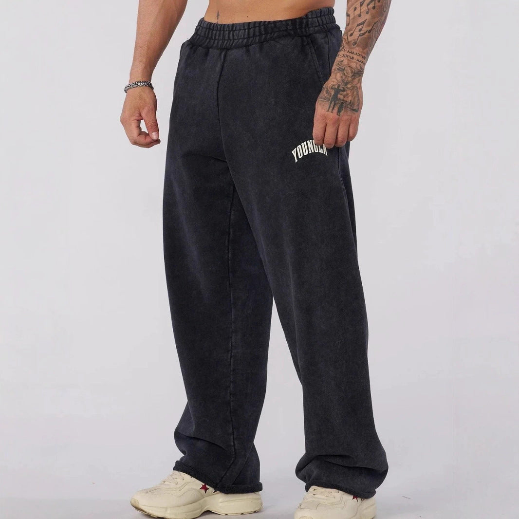American retro pants trendy brand YOUNG LA men's sports pants fitness straight leg pants fitness sports casual pants