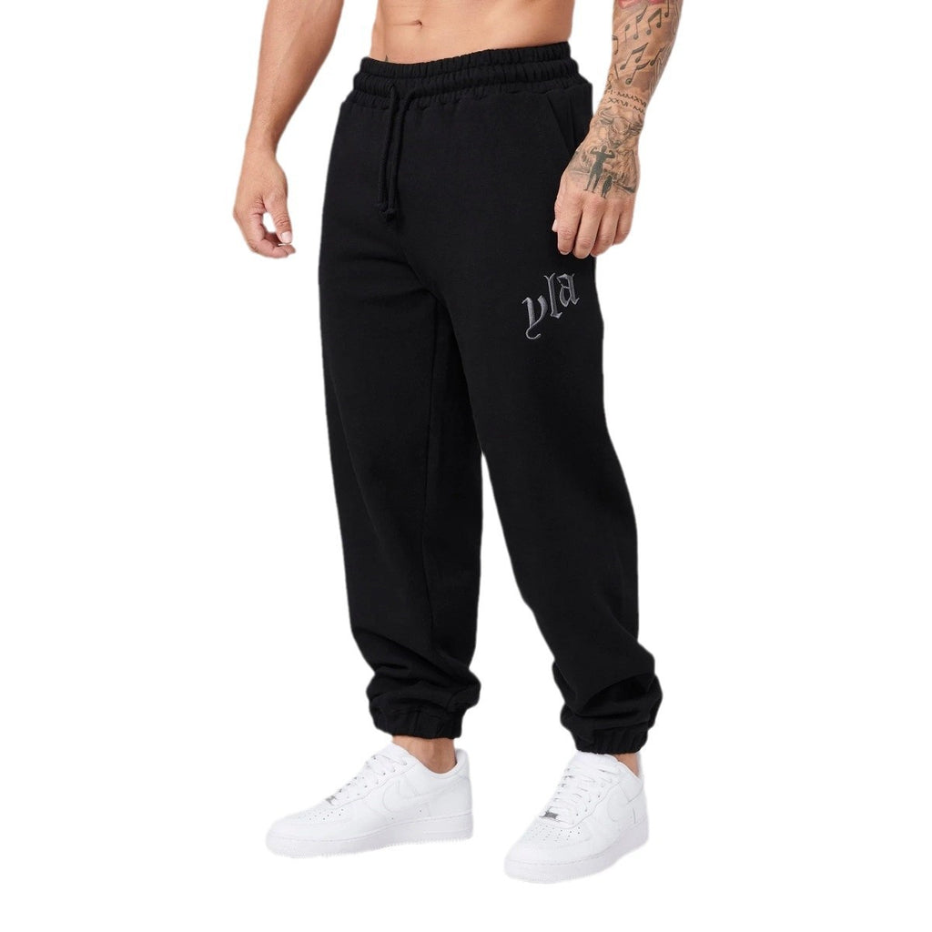 YOONGLA New Men's Sports Pants Heavy duty looped Embroidered Pants Jogger Sports Fitness Tights Waist Pants