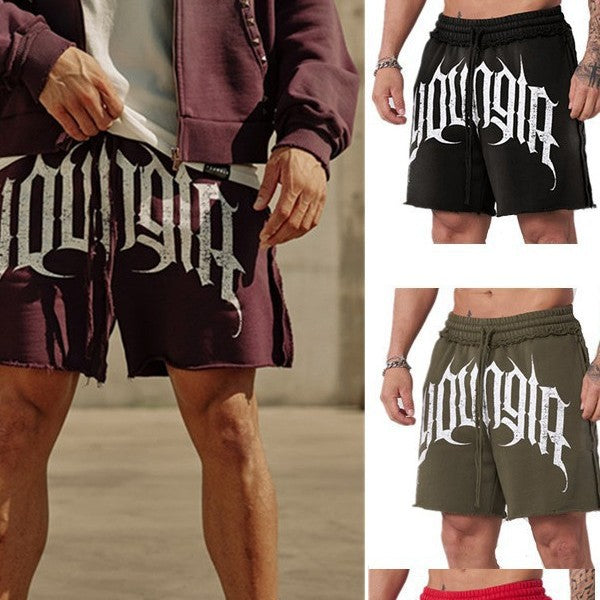 YOUANGLA American Fitness Shorts Running Training Sports Summer Leisure Woolen Cotton Men's Loose Quarter Pants