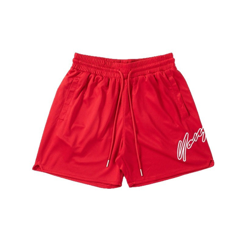 Shorts men's sports mesh quick drying trendy brand boxing training single-layer five quarter pants muscle fitness basketball trendy brand pants
