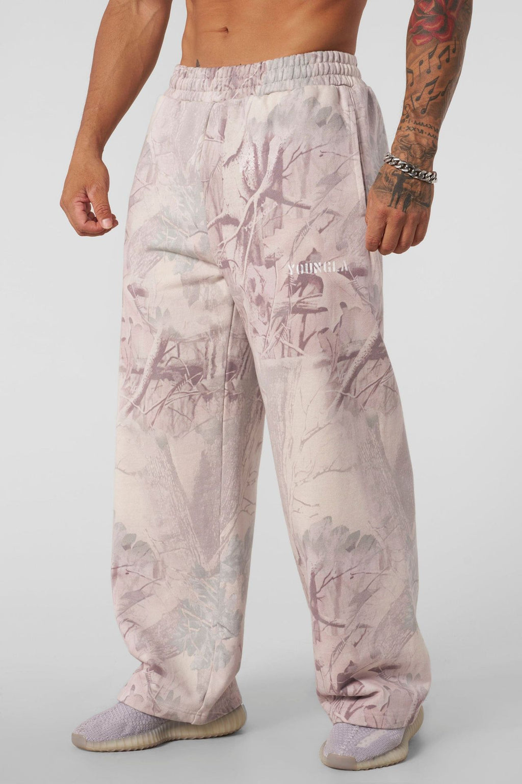 YOUNG LA American Leaf Camouflage Printed Straight Leg Casual Pants for Men, Loose Sports Outdoor Camouflage Wide Leg Pants