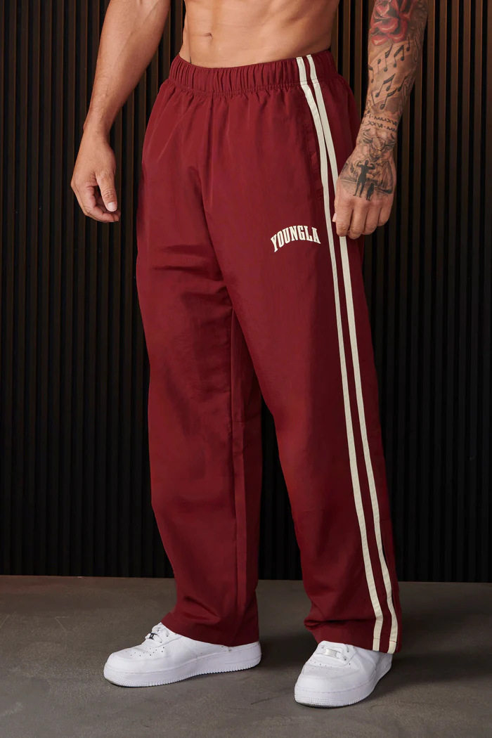 YOONGLA Sports Pants Double Strip Splicing Printed Casual Pants Gym Fitness Mid Waist Straight Leg Pants