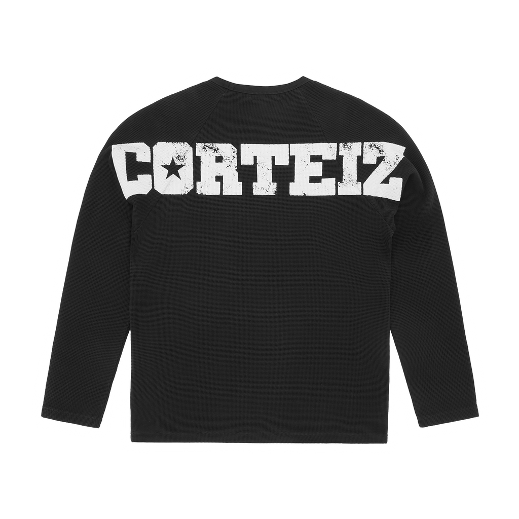 STAR RAGLAN WAFFLE THERMAL [BLACK]